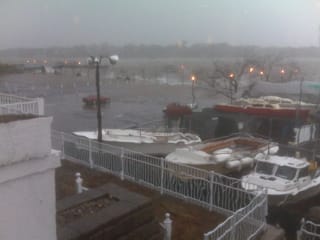 The view from Raritan Yacht Club. Getting slammed by the storm